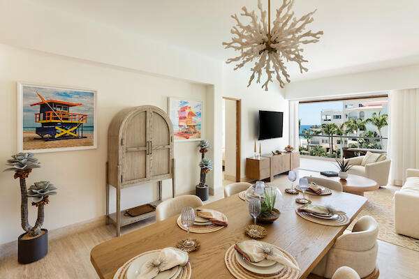 San Jose del Cabo Tortuga Bay Tortuga Bay is a completed, move-in-ready beachfront community in the heart of San Jose del Cabo's hotel zone. Owners are already enjoying life onsite, with 60-day closings available for immediate occupancy or rental income potential. Resort-style amenities include pools, Jacuzzi spas, fitness center, pickleball courts overlooking the sea, BBQ areas, and direct beach access, all within a secure gated enclave minutes from downtown San Jose and the airport. Unit 3111 is a first-floor 2BR/2BA residence offering over 1,500 sq.ft. of beachfront living with open-concept interiors, pocket patio doors, premium finishes, and a covered private terrace with sweeping ocean and resort for sale